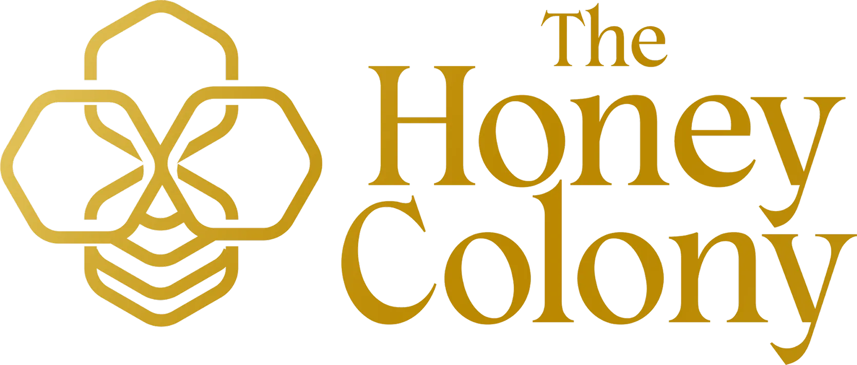 Logo of 'The Honey Colony' with a honeycomb design.