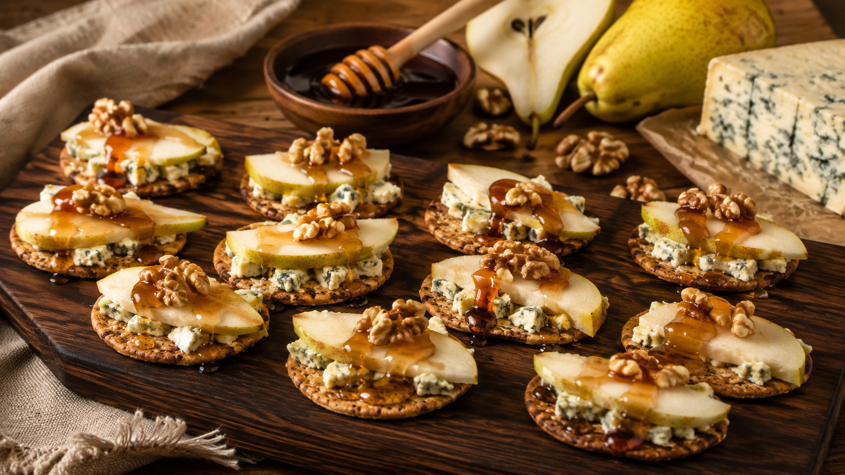 Jarrah Honey, Gorgonzola and Pear Bites