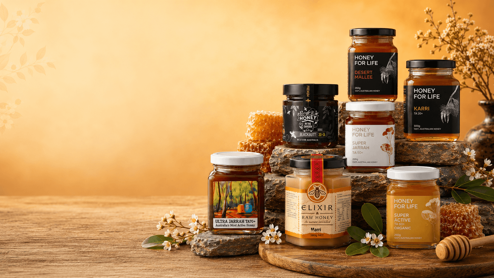 types of honey in a jar 