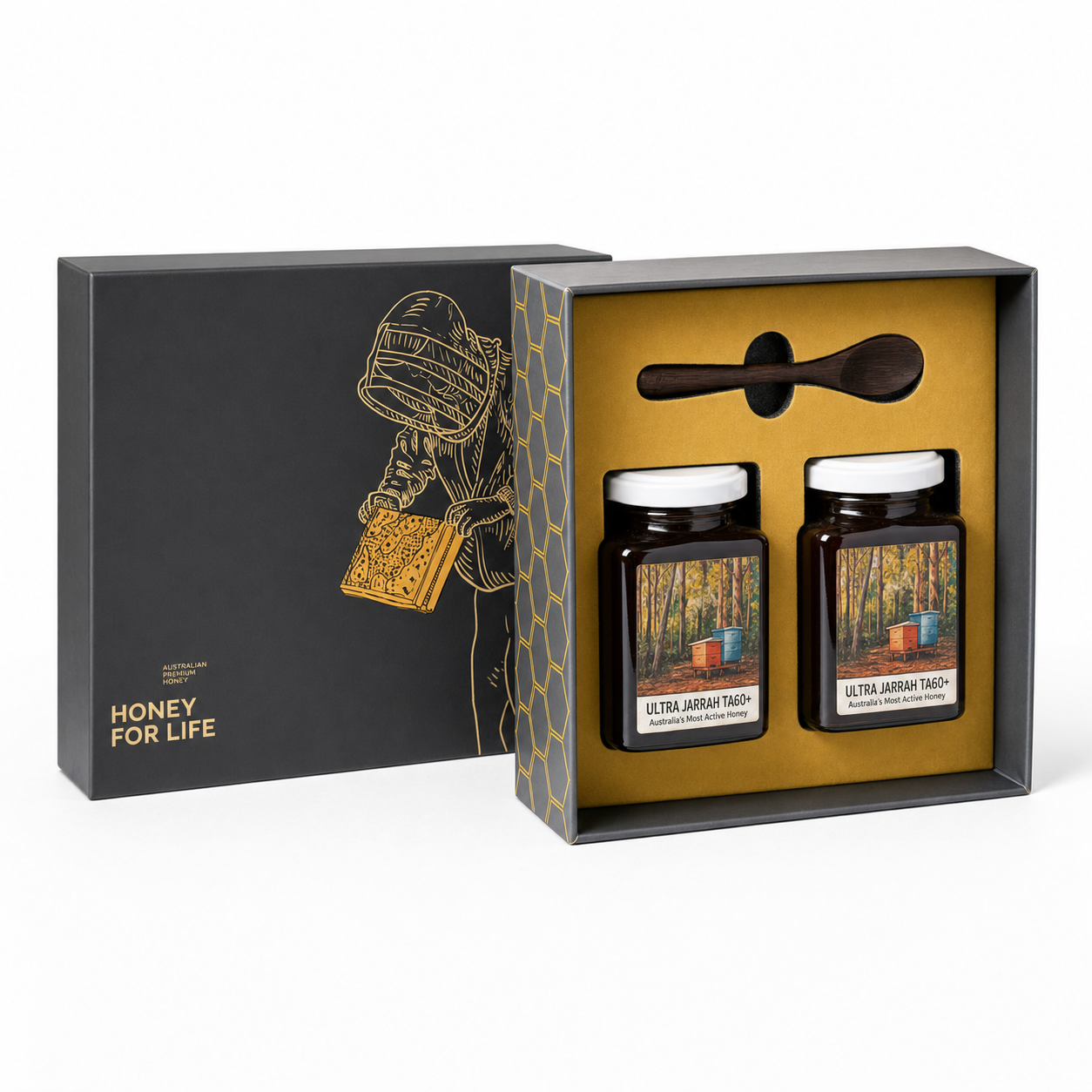 Ultra Jarrah TA70+ Honey 260g | Duo Gift Set with Wooden Spoon