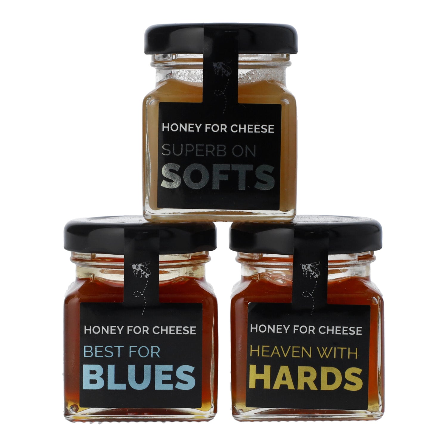 Honey for Cheese Trio of honey jars
