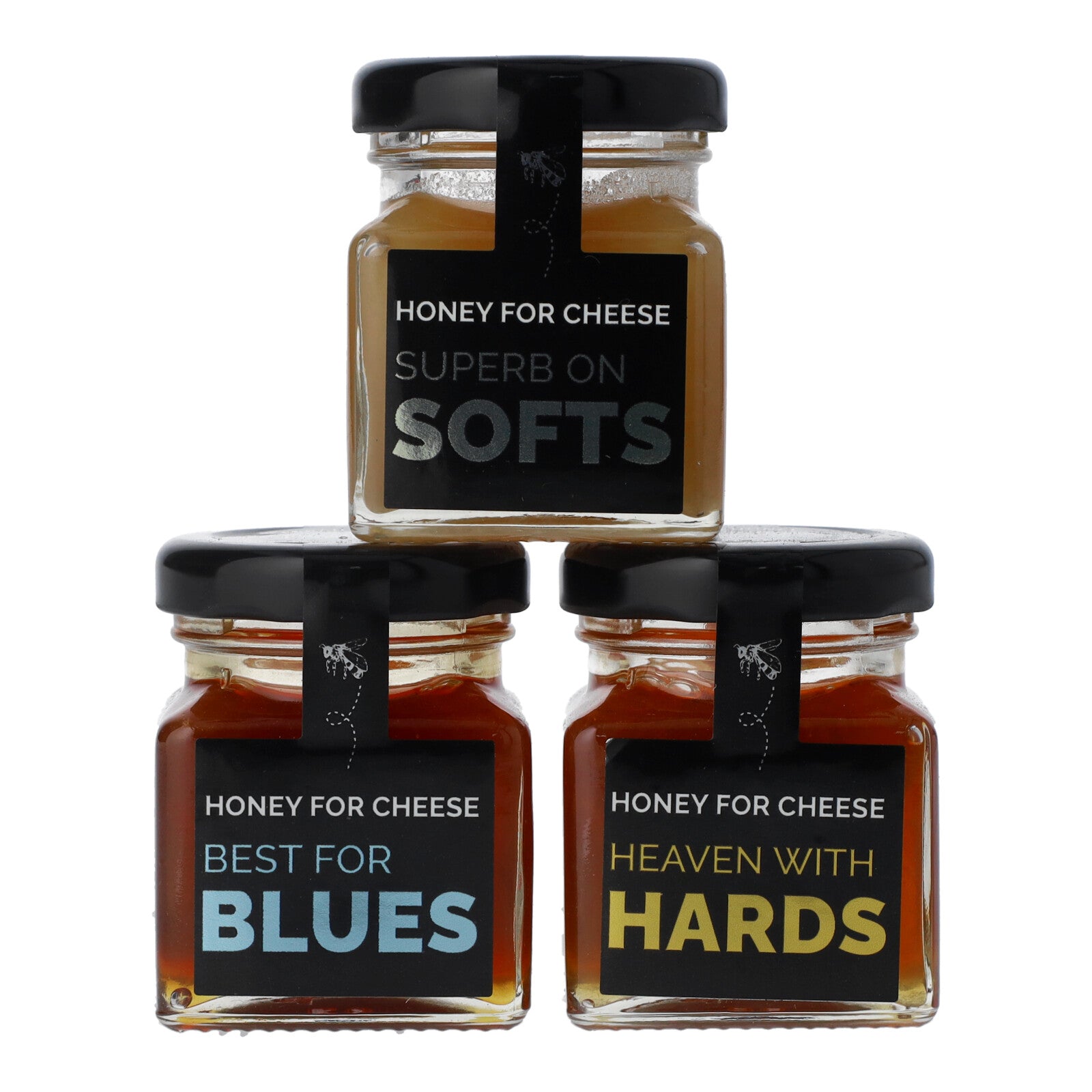 Honey for Cheese Trio of honey jars