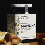 close up of a jar of Australian Manuka Honey MGO 263+
