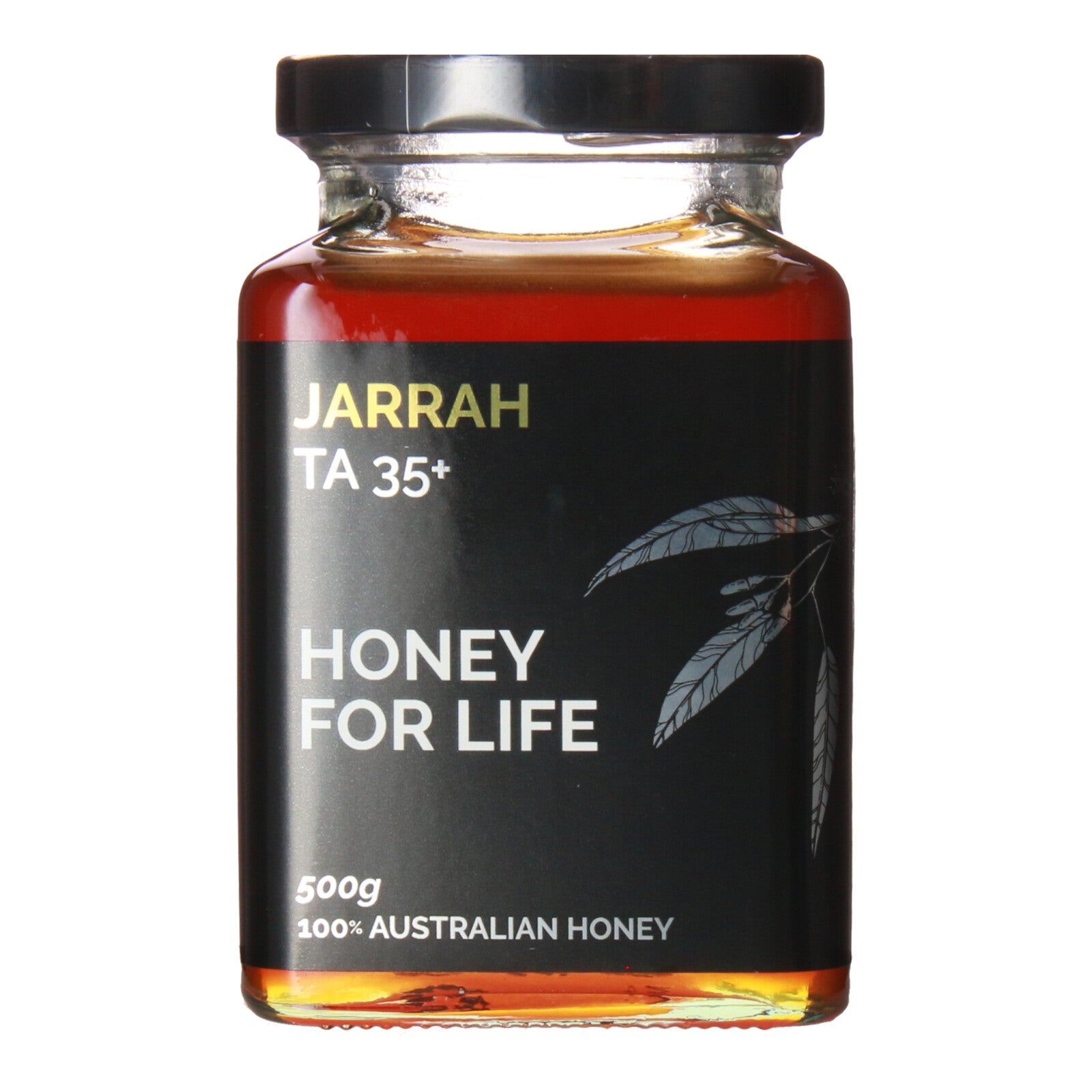 Honey for Life Jarrah TA35+ jarrah honey jar (front label)