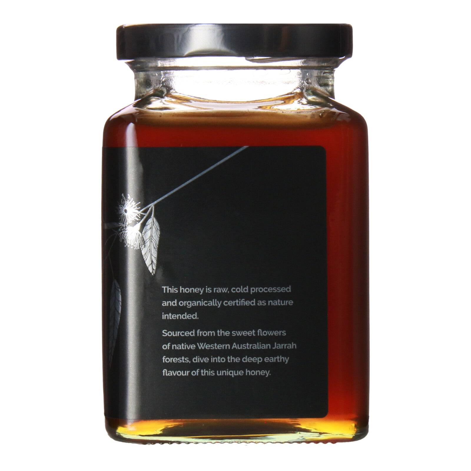 Honey for Life Jarrah TA35+ jarrah honey jar (left side label)