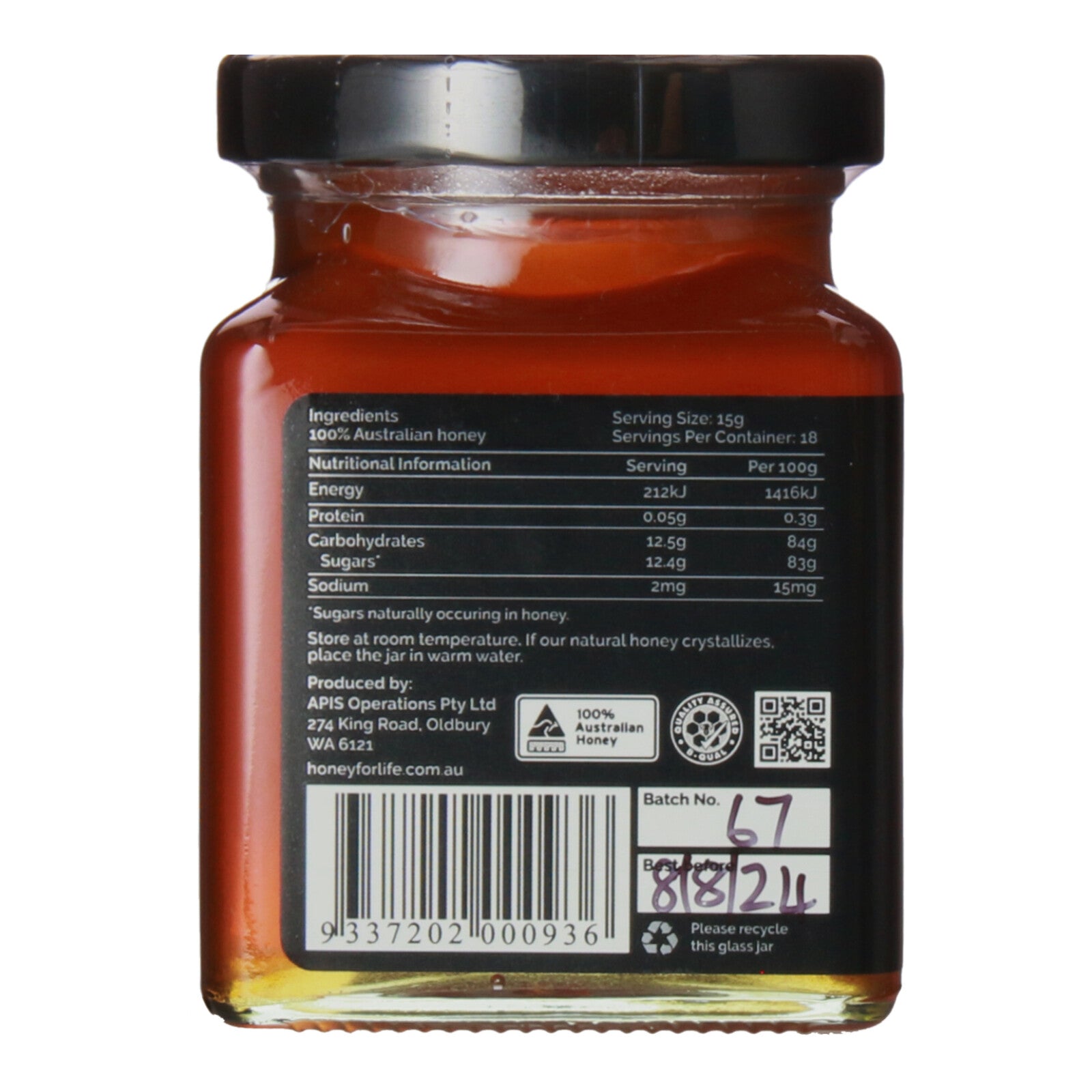 Marri TA35+ Red Gum Honey Ingredients and Nutrition Information