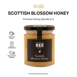 Jar of Scottish Blossom Honey with descriptions