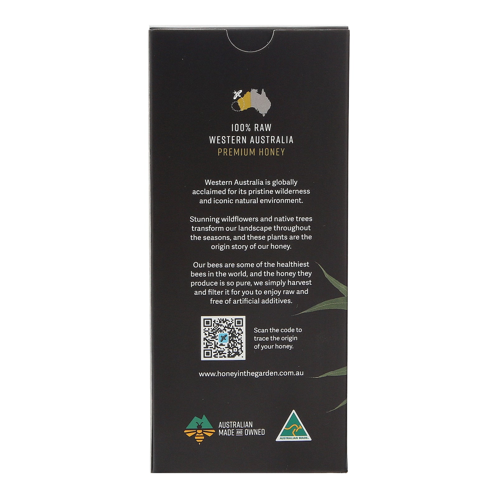 Side of Gift Box Showing Product Details of the Australian Honey Jars