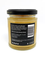 Product description label at the back of a jar of Scottish Blossom Honey from The Scottish Bee Company