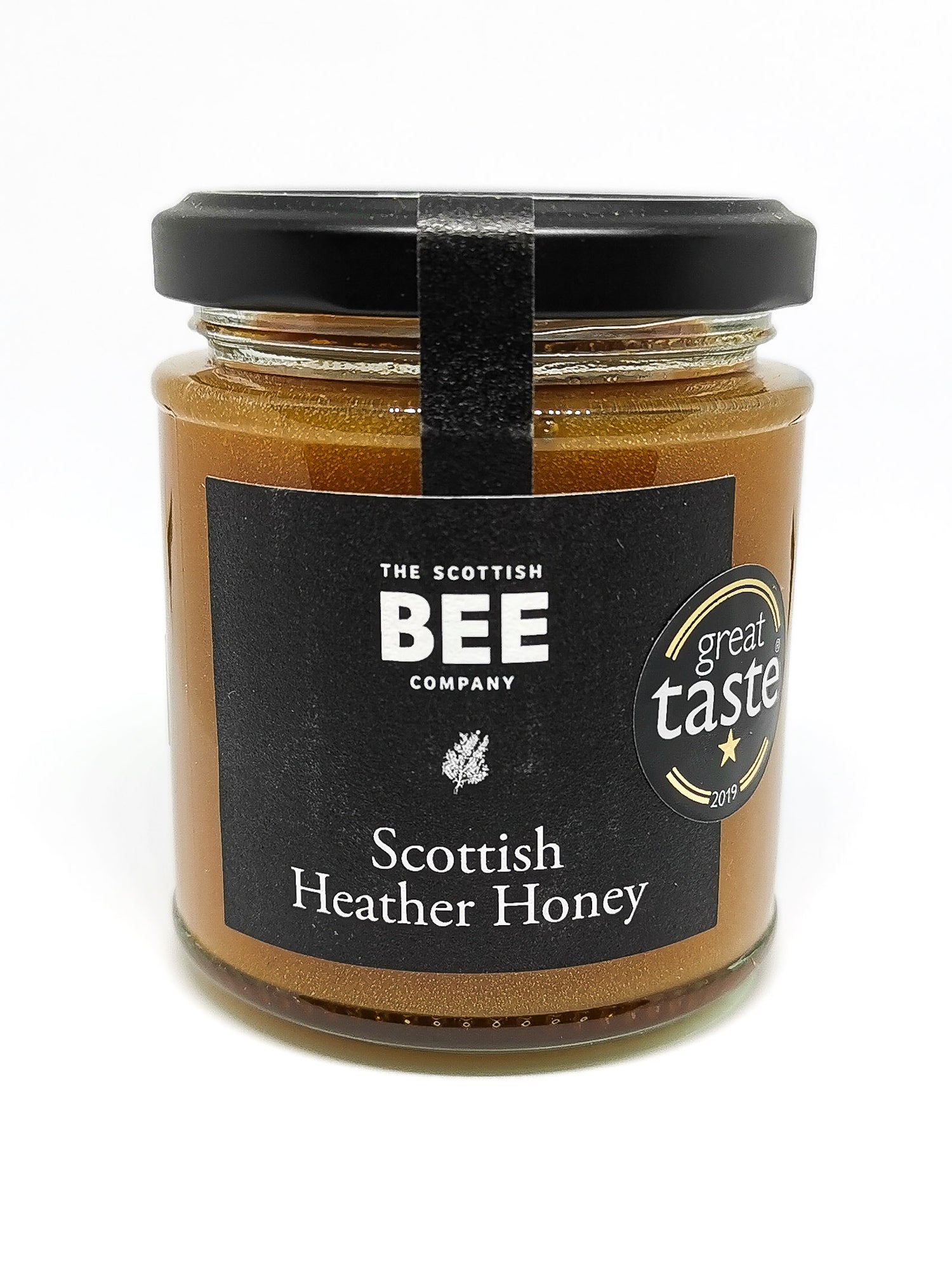 A closed jar of Scottish Heather Honey from The Scottish Bee Company