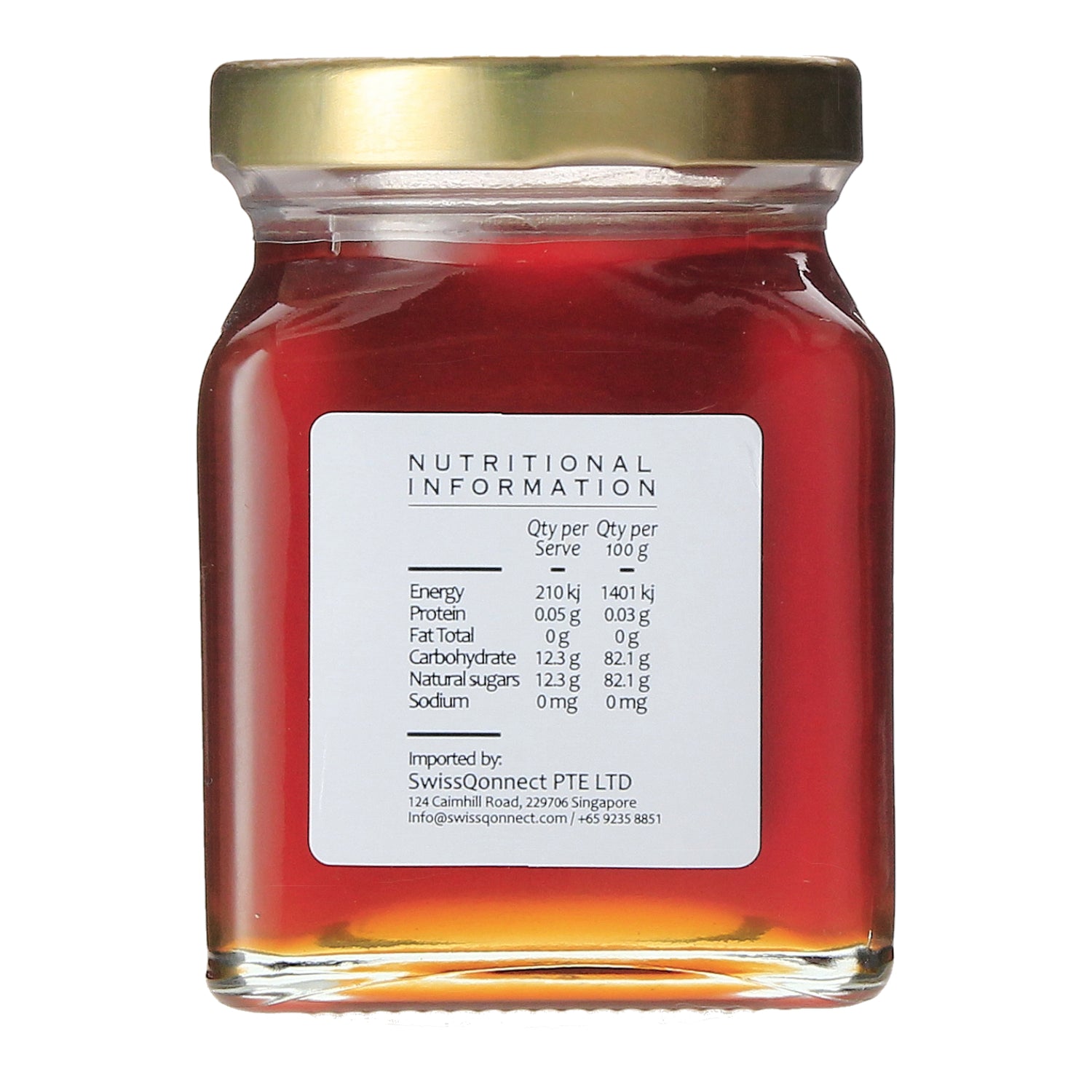 Nutritional Information at the back of the jar of Leatherwood Honey from Tasmanian Wilderness