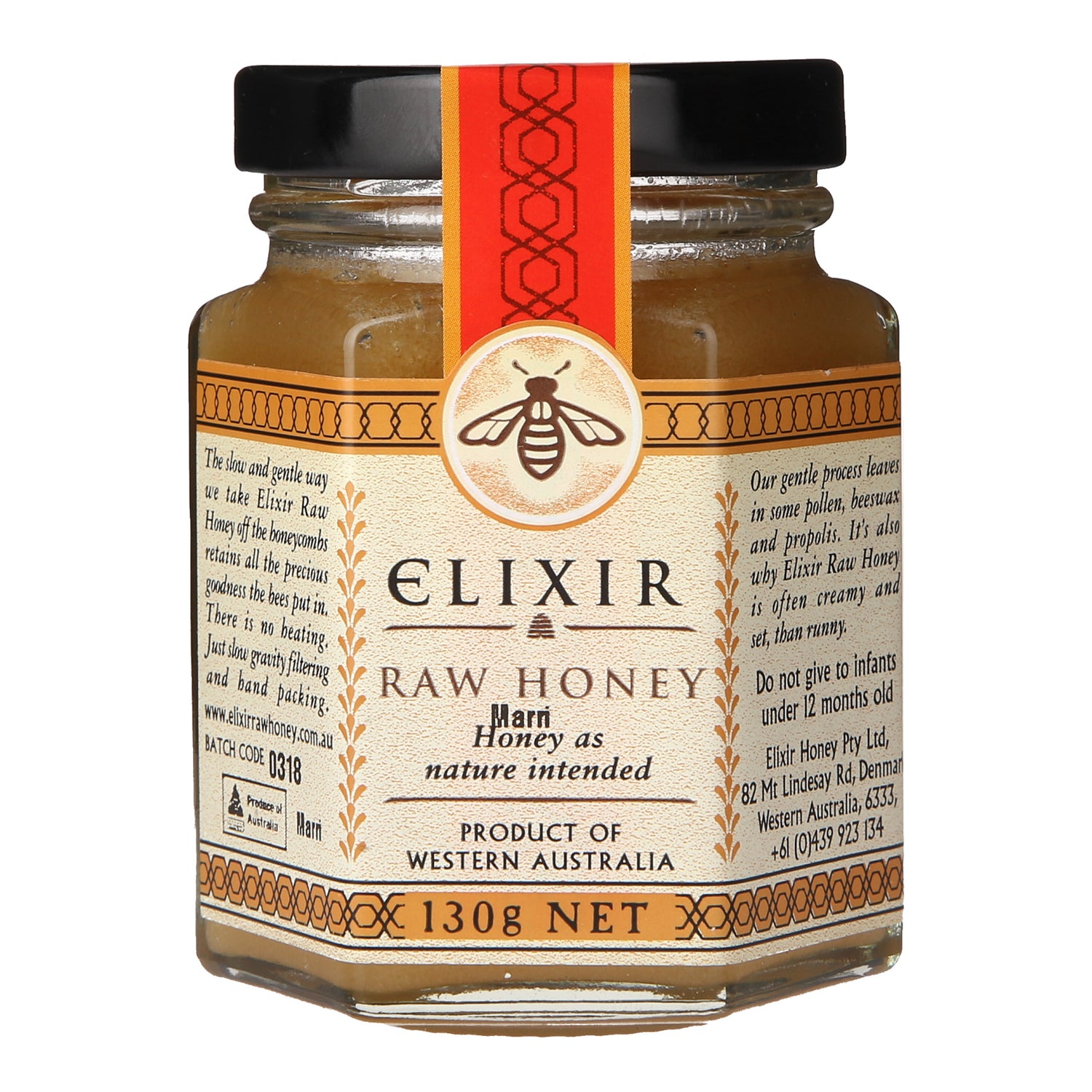 Elixir Mari Raw Honey  front of the jar