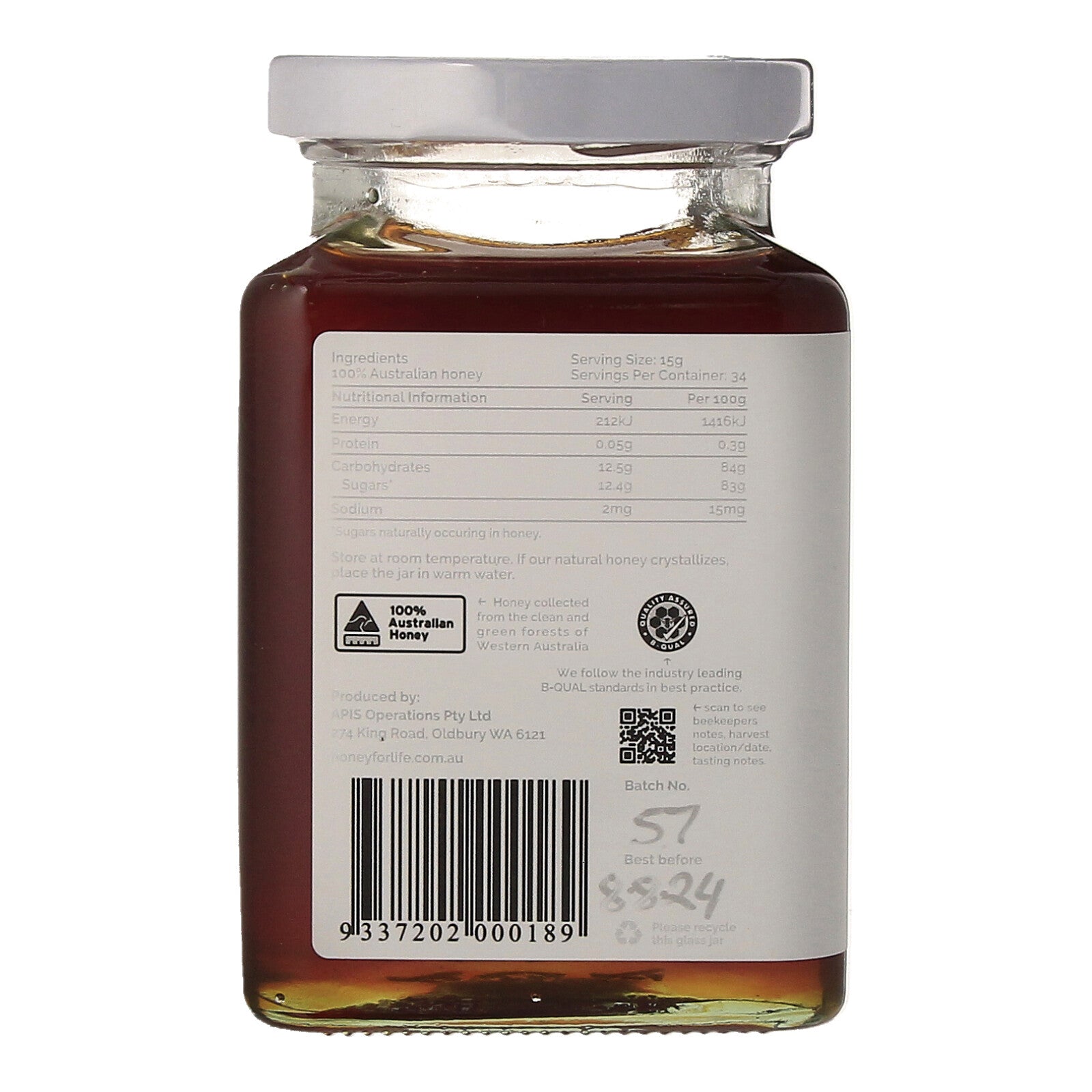 Super Jarrah TA50+ Honey Nutrition Info