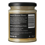 the back label of a jar of Scottish Blossom Honey from The Scottish Bee Company
