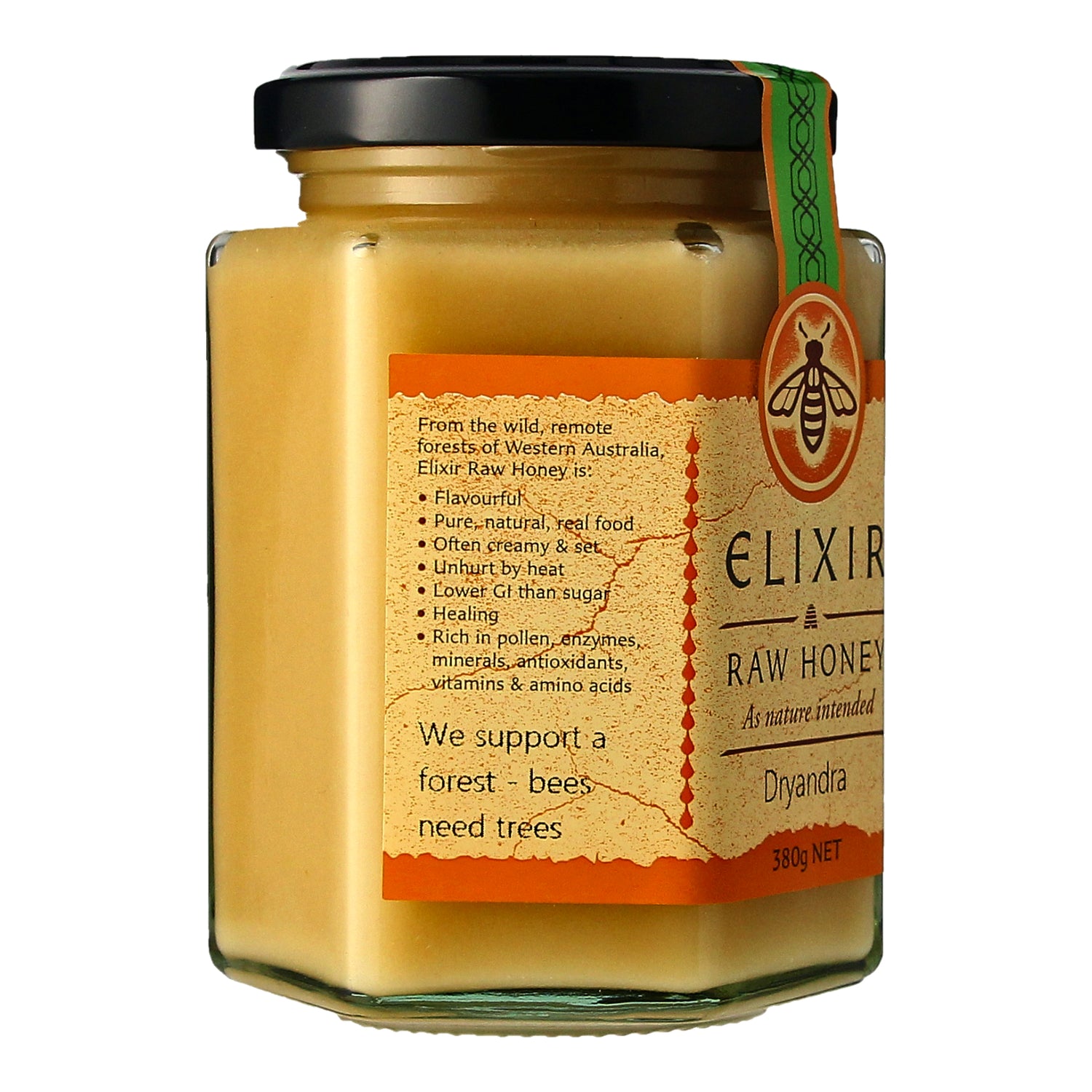 Elixir Dryandra Raw Honey Description Label Side