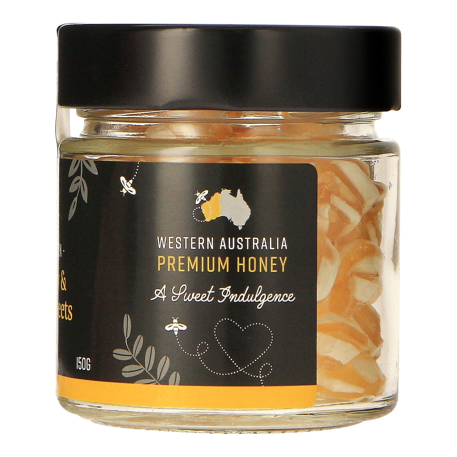 side label on the jar of Jarrah Honey & Eucalyptus Sweets honey candy