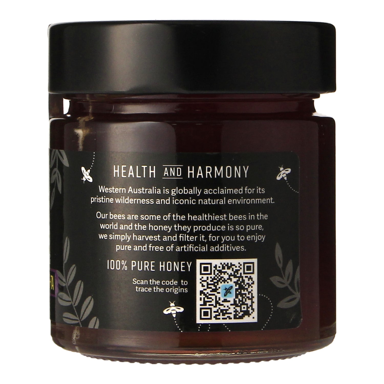 Honey in the Garden Blackbutt TA30+ Honey in Jar Product description label