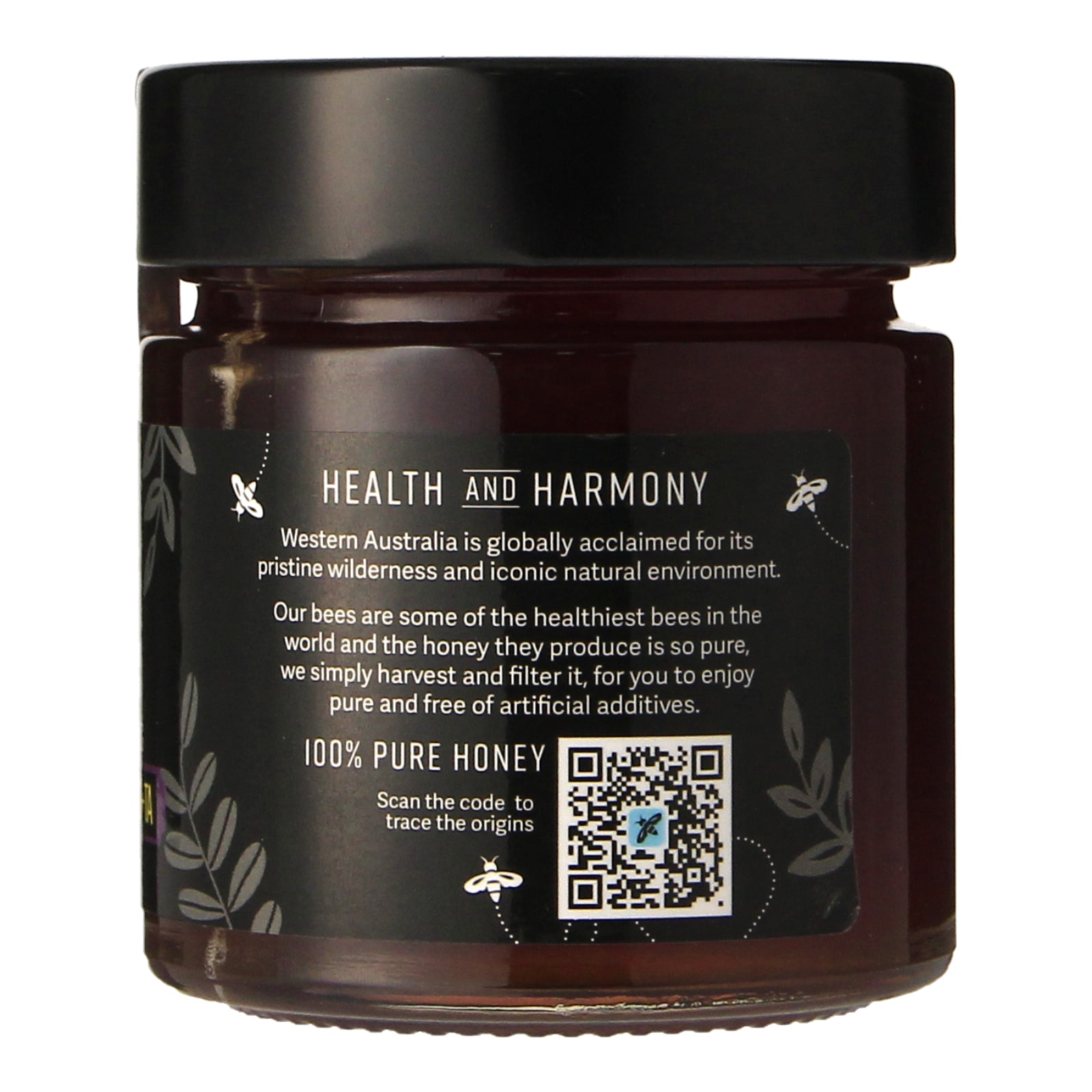 Honey in the Garden Blackbutt TA30+ Honey in Jar Product description label