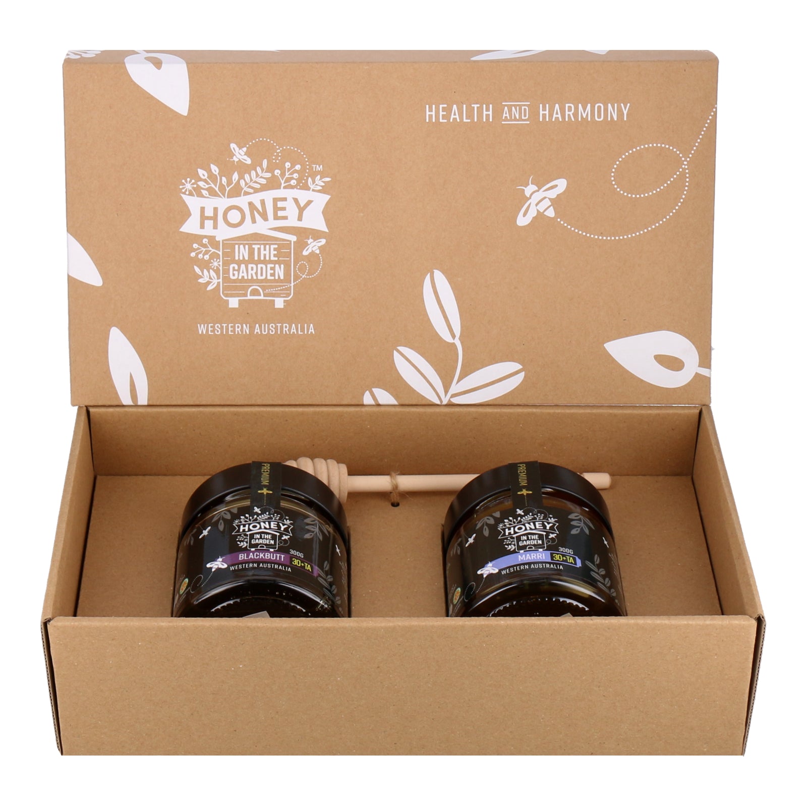 Honey in the Garden Gift Set with Blackbutt Honey Jar and Marri Honey Jar