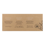 Trio of Scottish Honey Gift Box back text to describe Blossom Honey, Heather Honey and Signature Honey