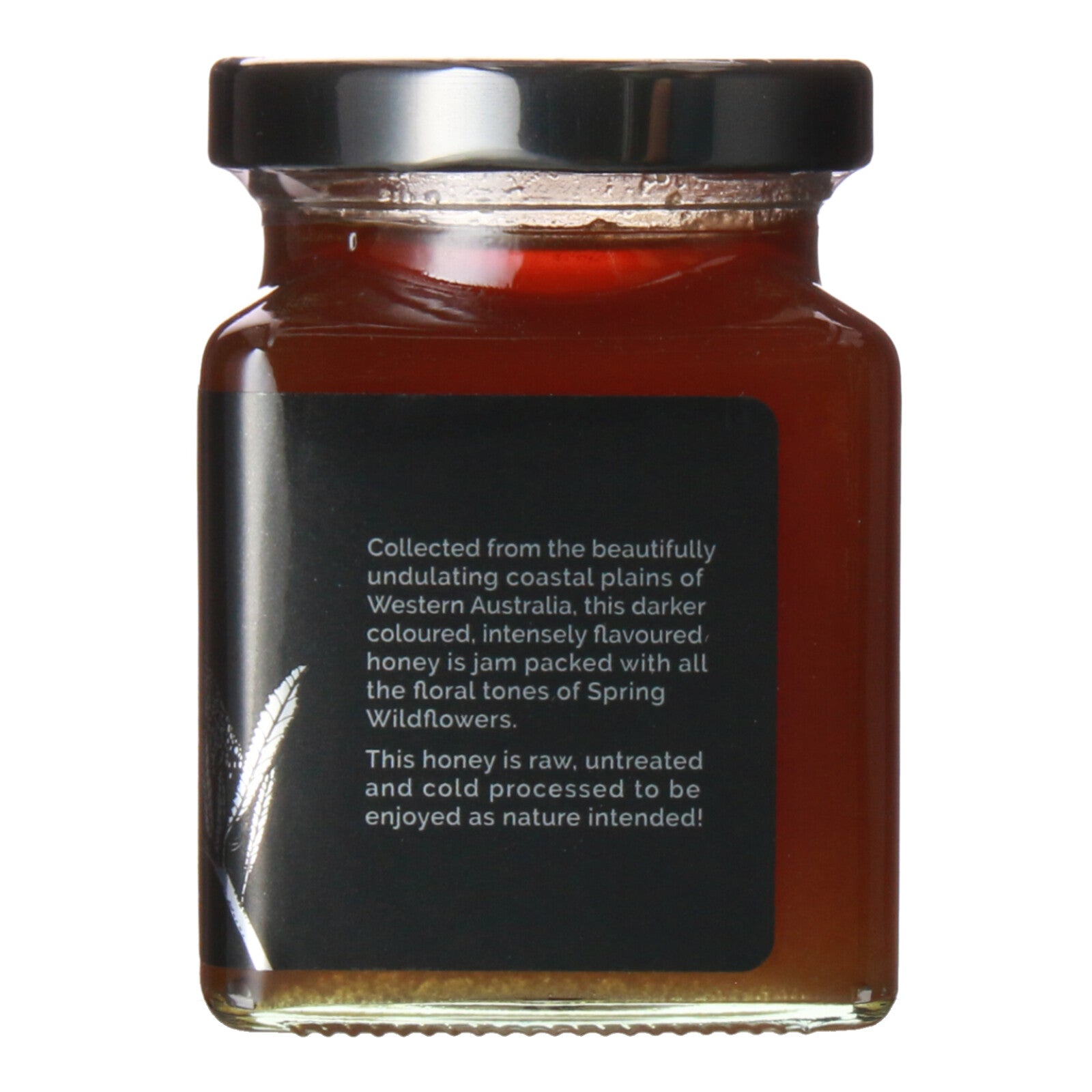 Wildflower Australian Honey Product Info Label on the side of the jar