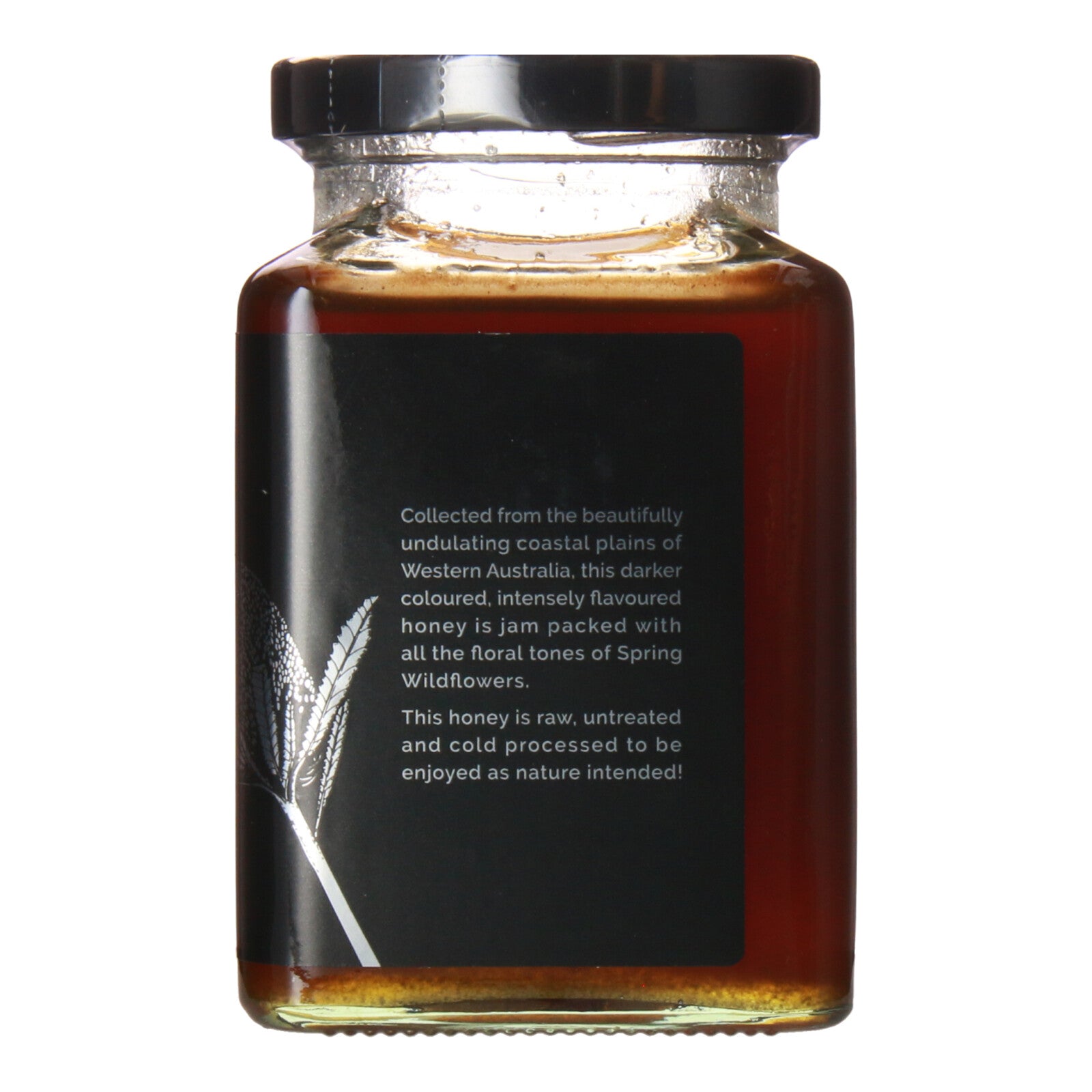 Product Information as shown on the side label of Honey for Life Wildflower Australian Honey